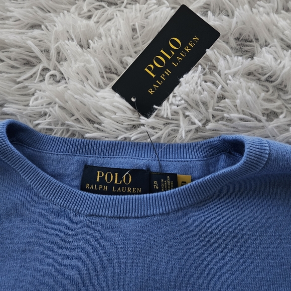 NWT Polo Ralph Lauren Cotton Embroidered Logo Crewneck Sweater Blue Mens XL - Picture 8 of 16